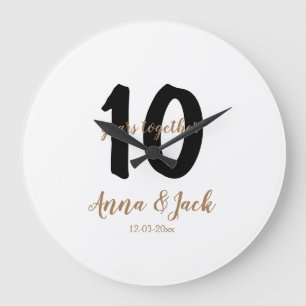 Reloj Redondo Grande aniversario de 10 años nombre fecha personalizado