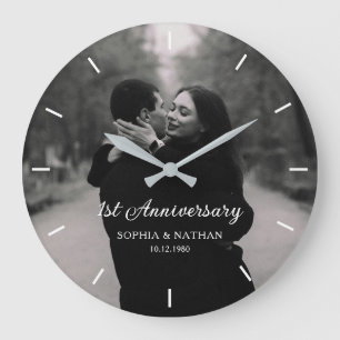 Reloj Redondo Grande Aniversario de boda con foto personalizada