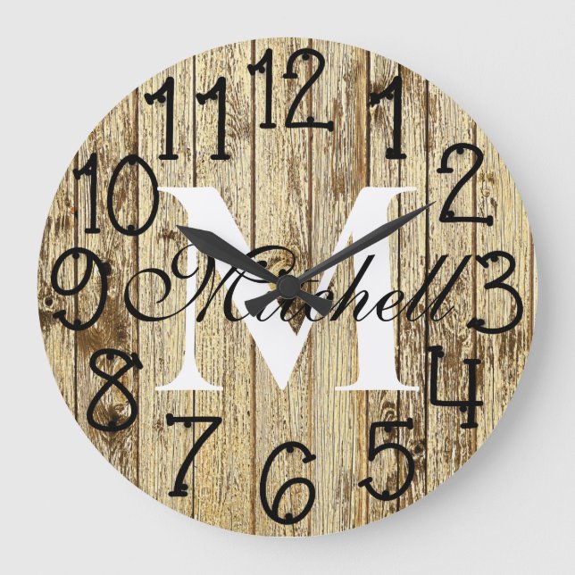 Reloj Redondo Grande Aniversario de la Madera Rusa Personalizada (Anverso)