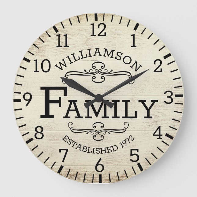 Reloj Redondo Grande Aniversario de la Madera Rusa Personalizado de nom (Anverso)