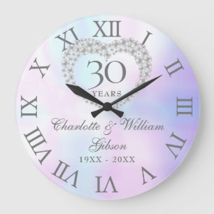 Reloj Redondo Grande Aniversario de Pearl Heart 30° Boda