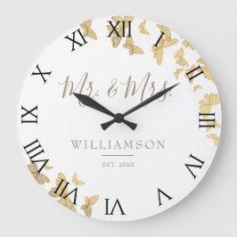 Reloj Redondo Grande Aniversario del Boda Boho de la Moda de las maripo