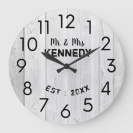 Reloj Redondo Grande Aniversario del Boda de la Madera Blanca Rusa 