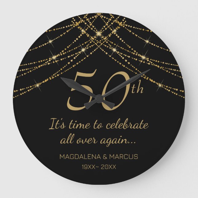 Reloj Redondo Grande Aniversario del Boda de las cuerdas de oro (Anverso)