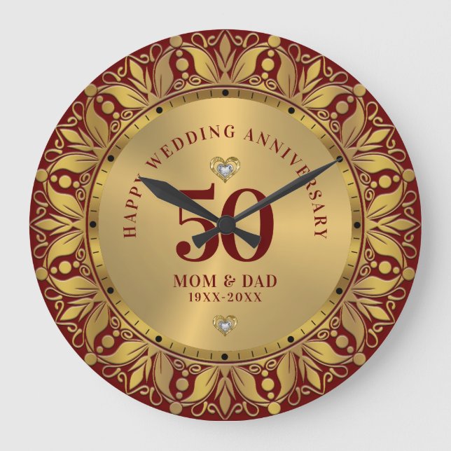 Reloj Redondo Grande Aniversario del Boda del marco ornamental Royal Go (Anverso)