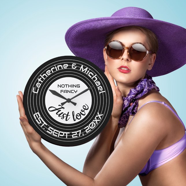 Reloj Redondo Grande Aniversario del Boda del Vinil de la Música Retro (Subido por el creador)