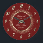 Reloj Redondo Grande Aniversario del Boda moda Confetti Red 50<br><div class="desc">Elegante reloj de aniversario de los giros de oro boda.</div>