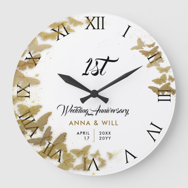 Reloj Redondo Grande Aniversario del Boda Wreath Boho (Anverso)