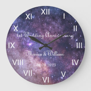 Reloj Redondo Grande Aniversario del papel Boda de Galaxy Números roman