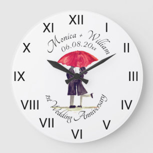 Reloj Redondo Grande Aniversario del papel de pareja boda Números roman
