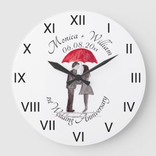 Reloj Redondo Grande Aniversario del papel de pareja boda Números roman