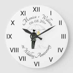 Reloj Redondo Grande Aniversario del papel de pareja boda Números roman