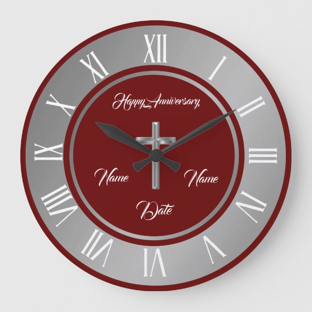Reloj Redondo Grande Aniversario plateado simple entre Personalizares (Anverso)