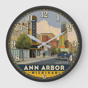Reloj Redondo Grande Ann Arbor Michigan Downtown Cityscape