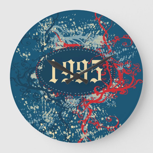 Reloj Redondo Grande Año de cumpleaños 1985 o desde 1985 o hecho en 198 (Anverso)