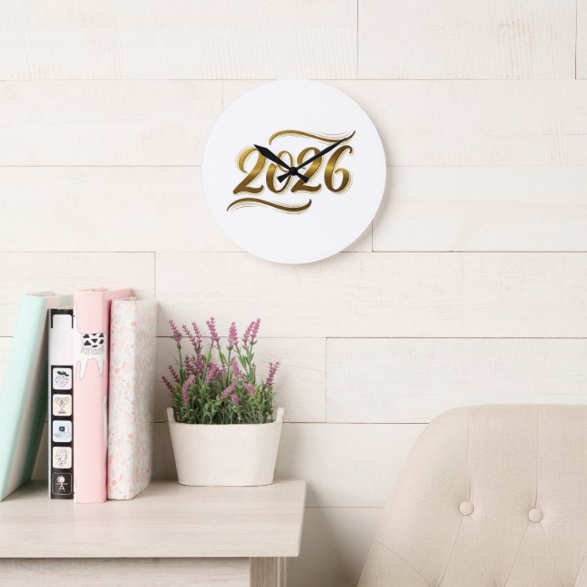 Reloj Redondo Grande Año Nuevo 2026 (Sala de lectura)