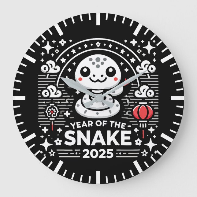 Reloj Redondo Grande Año Nuevo Chino 2025 Año Lunar de Serpiente (Anverso)