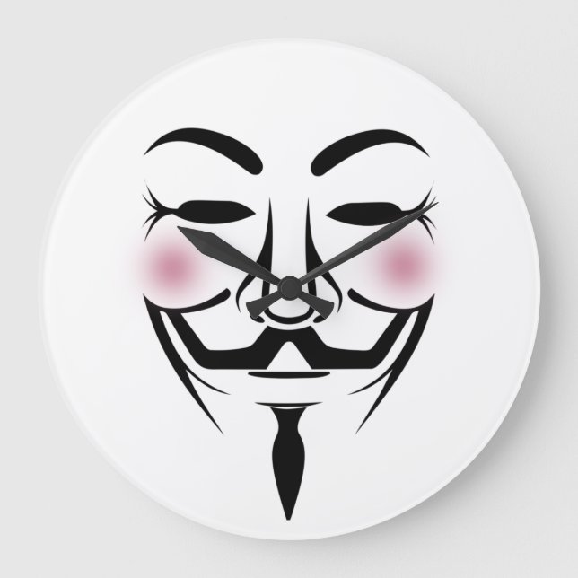 Reloj Redondo Grande anonymus mask vendetta hacker cyber internet hackt (Anverso)