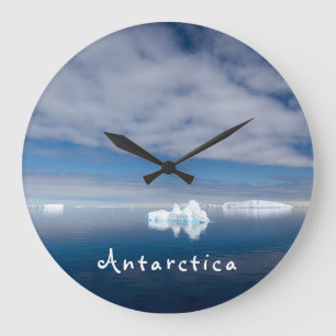 Reloj Redondo Grande Antarctica landscape floating ice photo with text