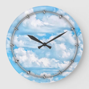 Reloj Redondo Grande Antecedentes de las nubes soleadas de Happy