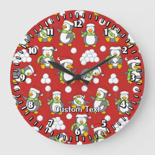 Reloj Redondo Grande Antecedentes de los pingüinos Navidades