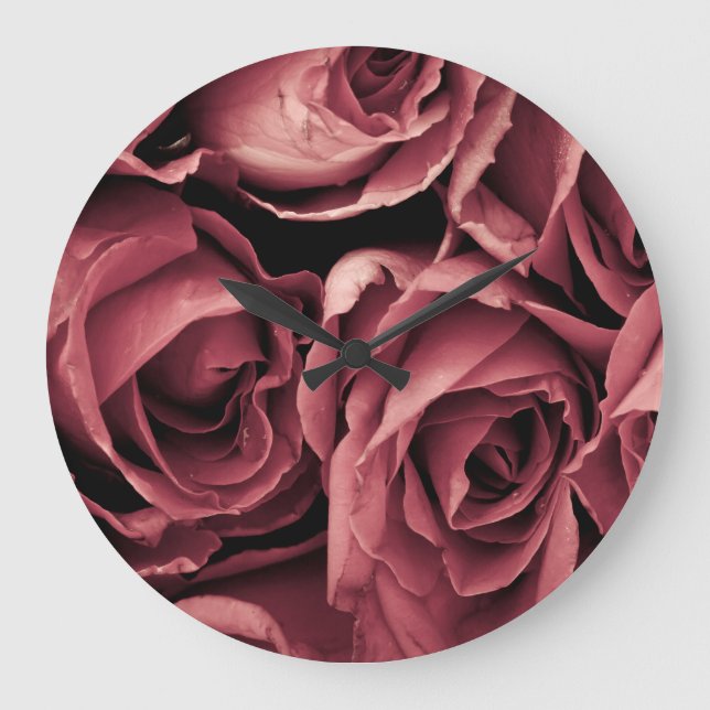 Reloj Redondo Grande Antecedentes románticos de Rosa vintage (Anverso)