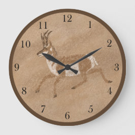 Reloj Redondo Grande Antelope de Pronghorn en el Suroeste