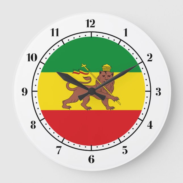 Reloj Redondo Grande Antigua bandera etíope (Anverso)