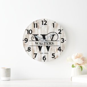 Reloj Redondo Grande Antigua Casa de Campo con Monograma W