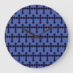 Reloj Redondo Grande Antigua cruz cristiana púrpura