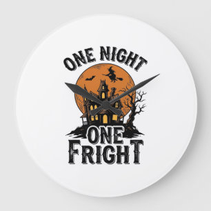 Reloj Redondo Grande Antigua Pesadilla de Halloween Bruja Luna Gráfica_