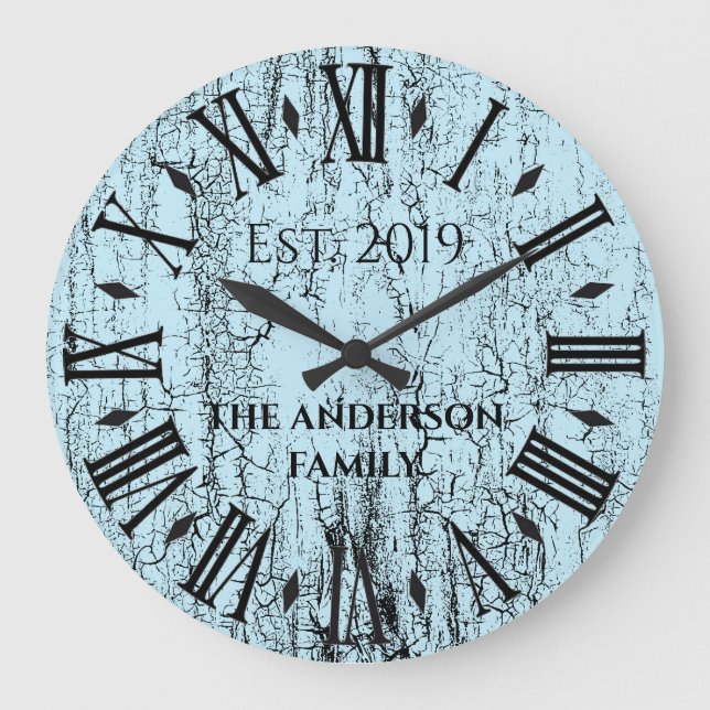 Reloj Redondo Grande Antiguo Numeral Romano de Nombre de Familia Rústic (Anverso)