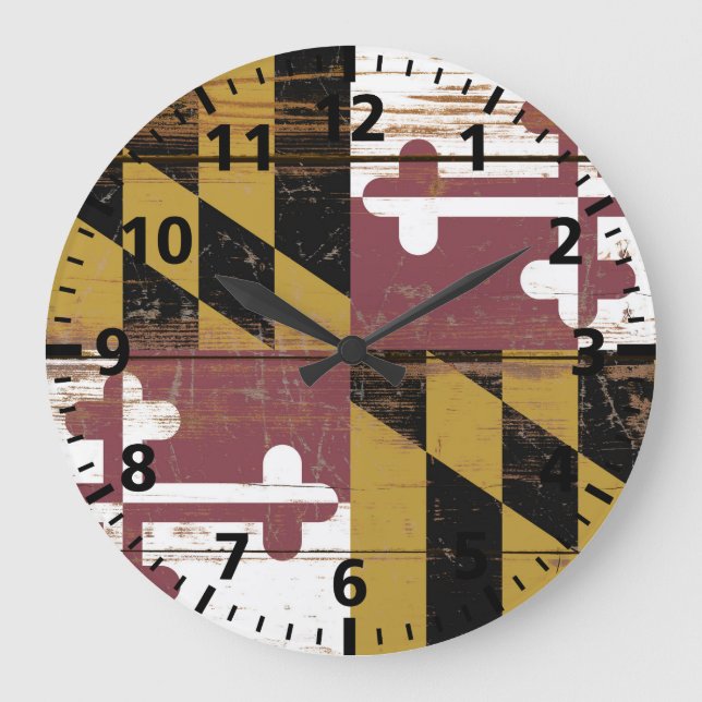 Reloj Redondo Grande Antiguo pabellón del estado de Maryland de madera (Anverso)