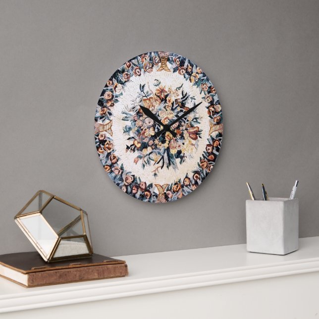 Reloj Redondo Grande Antiguo Roma Elegante Mezquita Floral Marrón (Oficina)