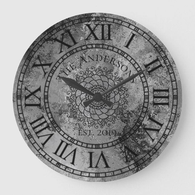 Reloj Redondo Grande Antiguo Rústico Chic Desgastado Numeral Romano Vin (Anverso)