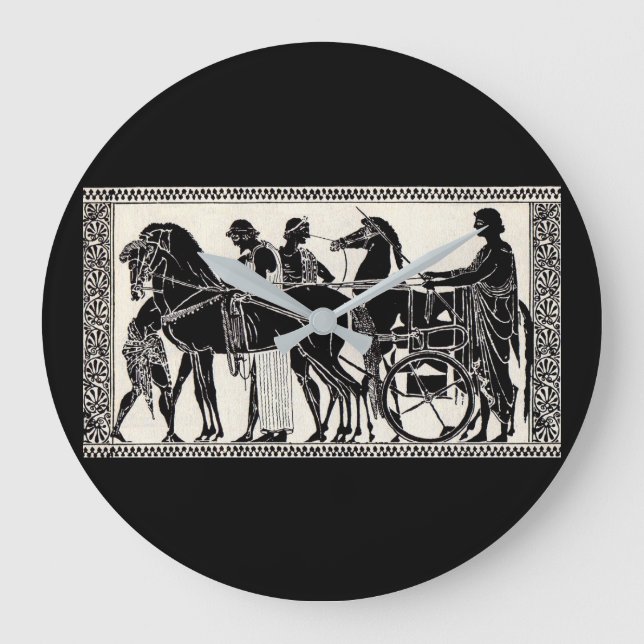 Reloj Redondo Grande antiguos hombres y caballos de Roma (Anverso)