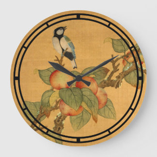 Reloj Redondo Grande Antique Oriental Chinese Birds And Fruit