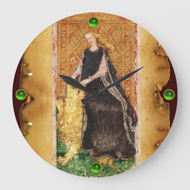 RELOJ REDONDO GRANDE ANTIQUE RENAISSANCE TAROTS THE FORTITUDE- STRENGHT (Anverso)