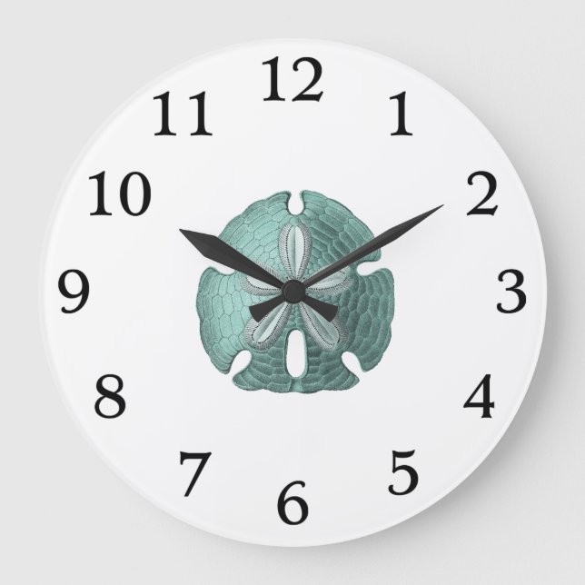 Reloj Redondo Grande Antique Sea Sand Dollar Illustration (Anverso)