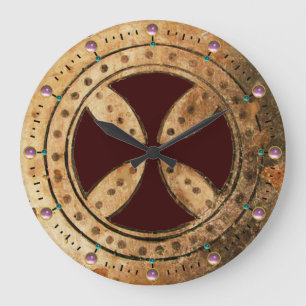 Reloj Redondo Grande ANTIQUE TEMPLAR CROSS Pink Amethyst Gemstones