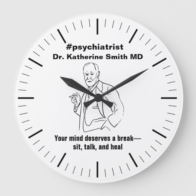 Reloj Redondo Grande antistress Freud Psychiatry Therapy Clinic Health (Anverso)