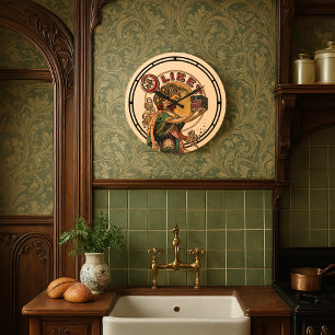 Reloj Redondo Grande Anuncio de Biscuits Franceses de la era victoriana