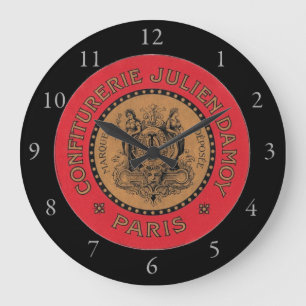 Reloj Redondo Grande Anuncio de Confiturería Vintage