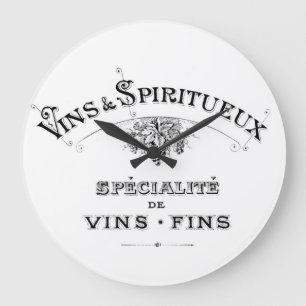 Reloj Redondo Grande Anuncio de vino y espíritu francés vintage