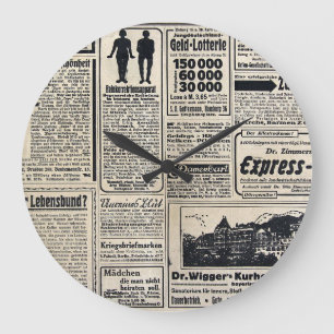 Reloj Redondo Grande Anuncios de periódicos alemanes de 1917