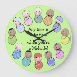 Reloj Redondo Grande Any Time is Baby Time for Midwife
