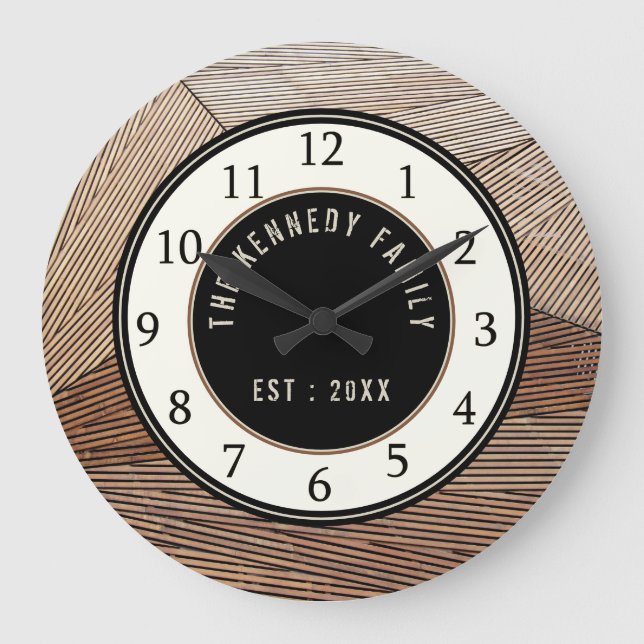 Reloj Redondo Grande Apellido de madera moderno de la plataforma (Anverso)