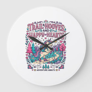 Reloj Redondo Grande Aplicación Colorida Cascos y Corazones Felices de
