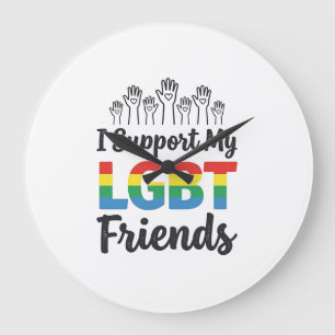 Reloj Redondo Grande Apoyo a mis amigos LGBT Vector Orgullo Arcoíris De