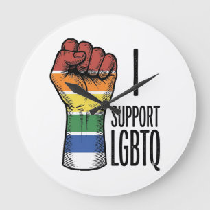 Reloj Redondo Grande Apoyo el diseño de camiseta de puño orgulloso vint